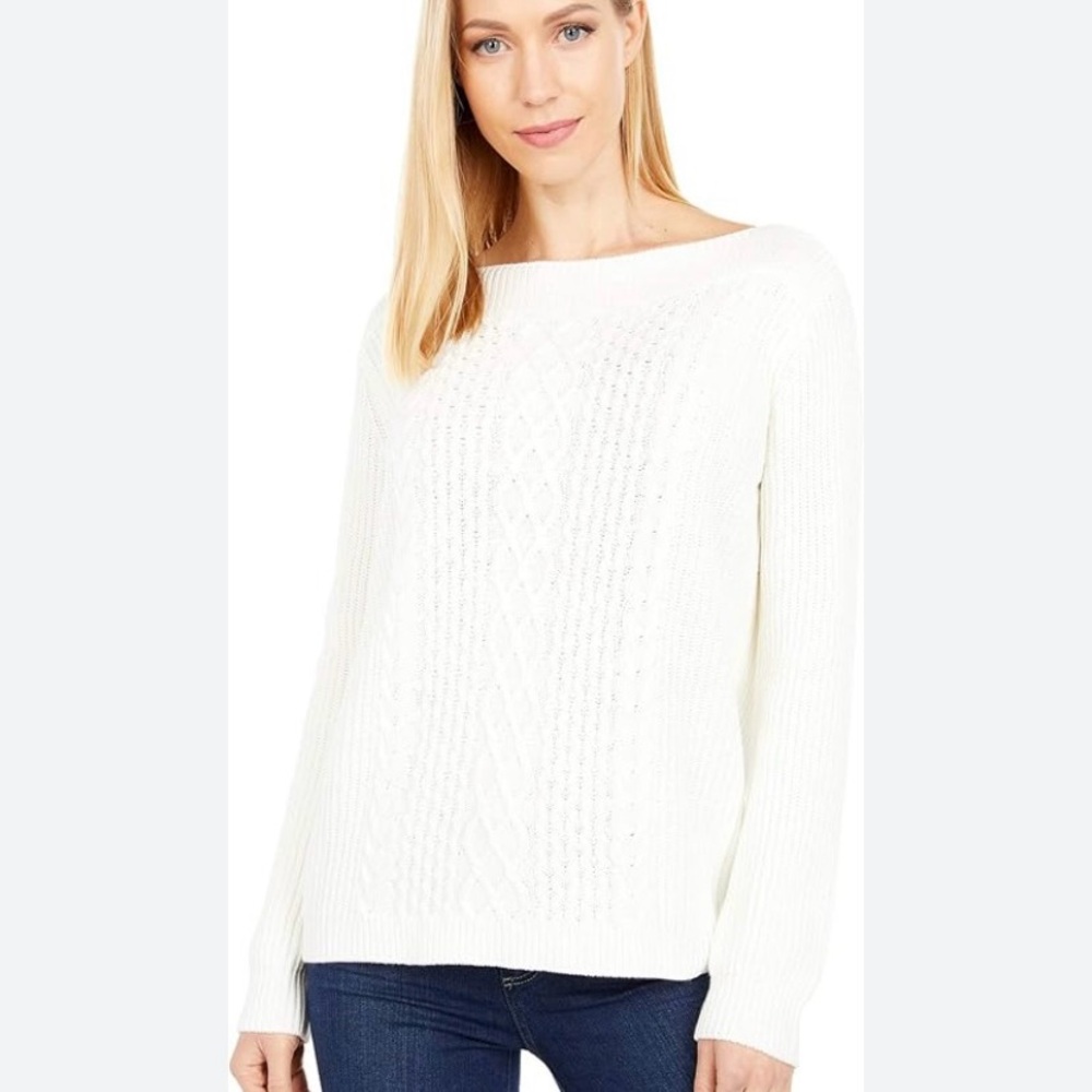 Tommy Hilfiger Acrylic Cream Cable Knit Sweater Size S/M
